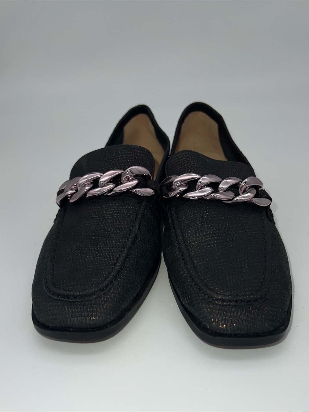 Clarks Sarafyna Iris shimmer Leather loafers Women’s size 6 shoes silver chain - Picture 6 of 9